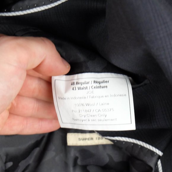 Joseph Abboud Blazer Jacket Mens 48R Black Check Super 120s Wool Slim Fit - Picture 14 of 16